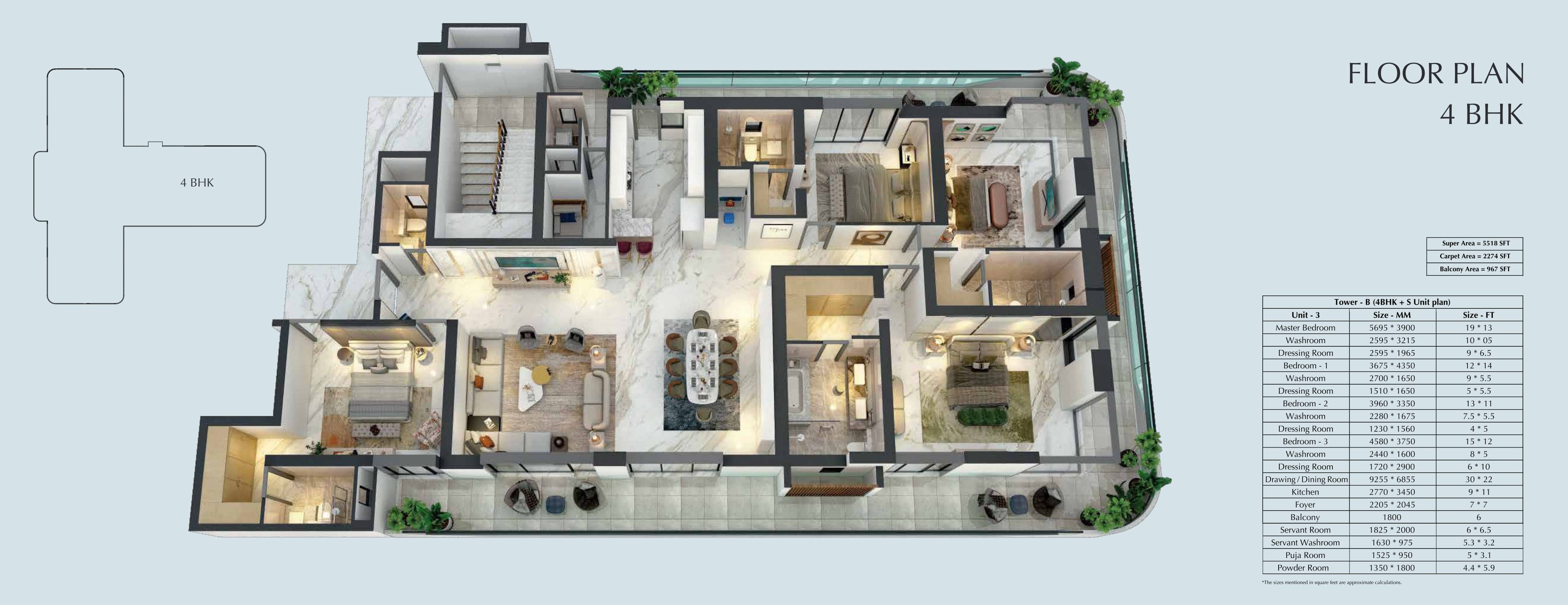 3 BHK Floor Plan